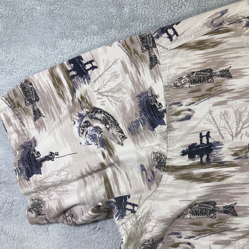 Wrangler Shirt Men 2XL XXL All Over Print Outdoor Gear Fishing Button Down SS - Picture 7 of 16